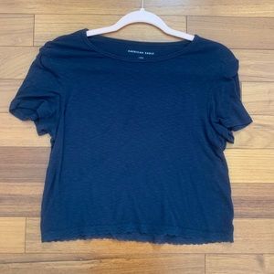 black crop top with lace on the bottom!